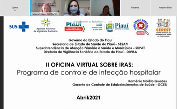 Vigilância Sanitária realiza II Oficina Virtual sobre Controle de Infecção relacionadas a Assistência