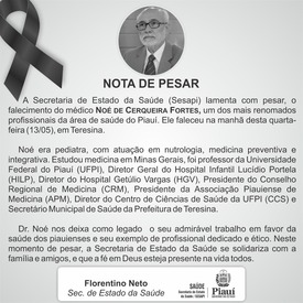 NOTA DE PESAR  - Dr. Noé de Cerqueira Fortes